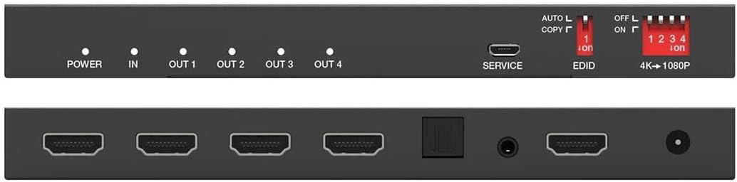 DVDO 1x4 4K HDMI 2.0 18Gbps Splitter with Scaler & Audio Extract, Black
