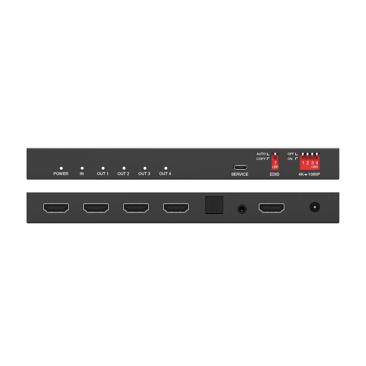 DVDO 1x4 4K HDMI 2.0 18Gbps Splitter with Scaler Audio Extract, Black