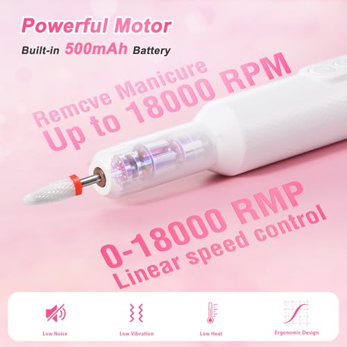 Brencco Electric Nail Drill, Nail Drill Cordless Portable Electric Manicure - Image 2