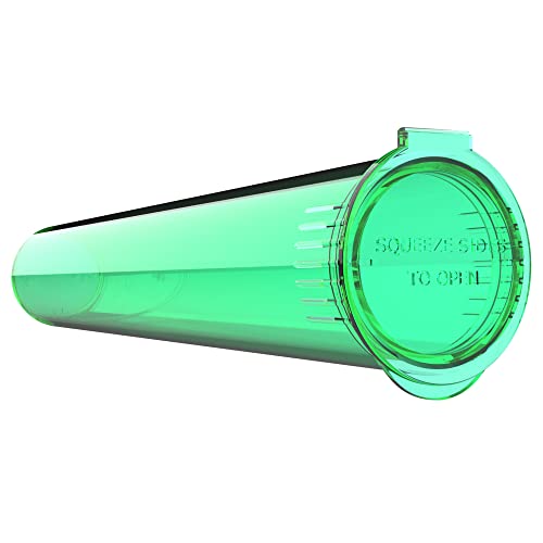 Image of Dragon Chewer 116mm CR Plastic Packaging Pop Top Tubes - Child Resistant Travel Holder Vial Containers - 500 qty (Translucent Green)