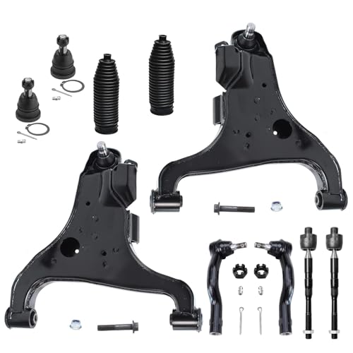 Image of Detroit Axle - Front Lower Control Arm & Ball Joint, Inner Outer Tie Rod Replacement for 2004-2010 Infiniti QX56 - [2005-2015 Nissan Armada] - 2004-2015 Titan - 10pc Set