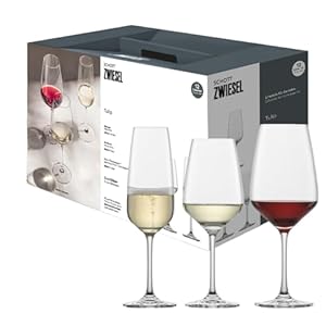 SCHOTT ZWIESEL Caja allround Tulip (set de 12), set de copas de vino y champán intemporales, copas de cristal Tritan aptas para lavavajillas, Fabricadas en Alemania (art. nº. 124336)