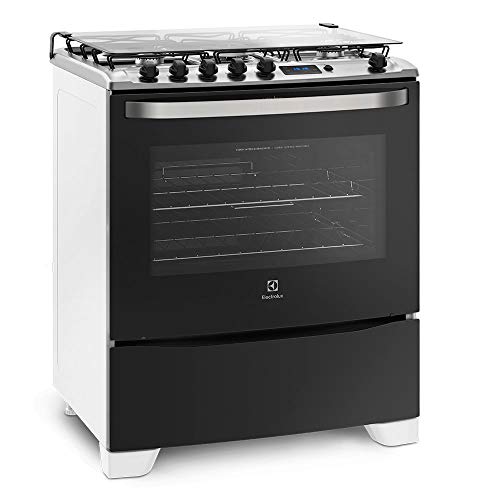 Fogão de piso branco 76UBR com timer digital e tripla chama