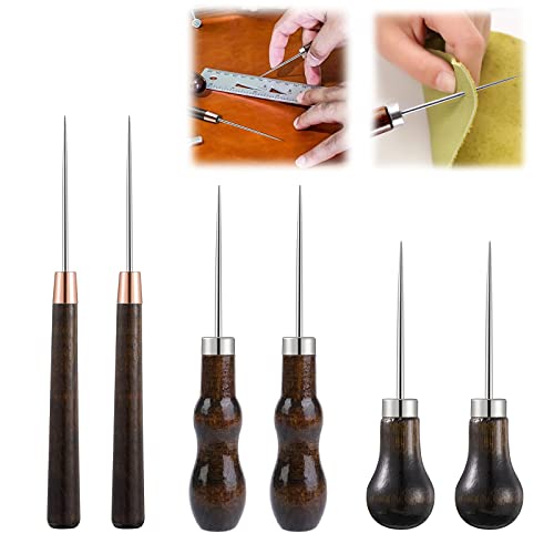 Poinçon Avec Manche En Bois 3 Pcs Alène en Cuir Alêne à Coudre Poinçon à PoignéE En Bois Couture Poinçon Alène Poinçon de Couture Bricolage Pour Cuir Toile Tissu Lourd Poinçonnage Bricolage Outil Cover