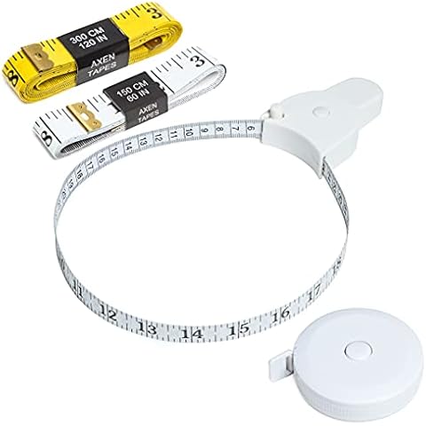 AXEN 4 Pack Measuring Tape Set, Soft Measuring Tape and Retractable Tape Body Tailor Sewing Craft Cloth Dieting Measuring Tape for Sewing Tailor Fabric Body Measurements, White Cover