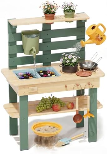Lehoo Castle Mud Kitchen for Kids Outdoor, Wooden Play Kitchen Outdoor Fun