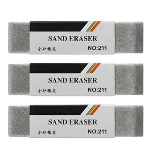 Gvblkq 砂消しゴム つや消しカラーペン消し3点セット 6.5x1.5cm 非研磨性 再利用可能 オフィスや勉強用品 製図 製図 書道 インク修正用