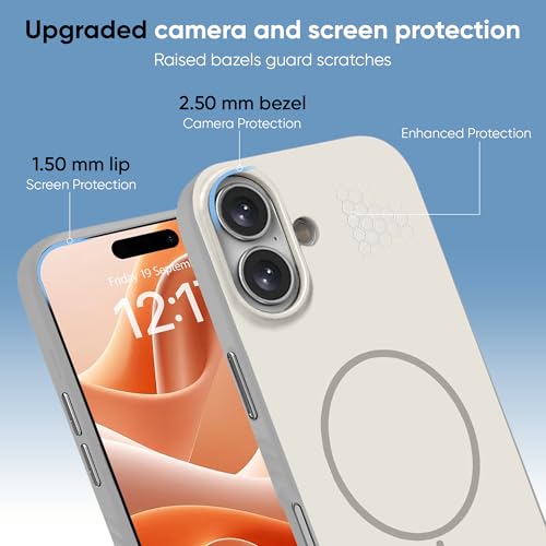 Image of KARWAN Slim Shockproof Back Case Cover Compatible with iPhone 16,Dual Layer Armor Protection with Matt Finish, Heavy Duty Cover with Magnetic MagEase Wireless Charging (Grey)
