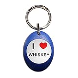 Fabriqué au Royaume-Uni BadgeBeast.co.uk I Love Whiskey - Porte-clés en plastique bleu