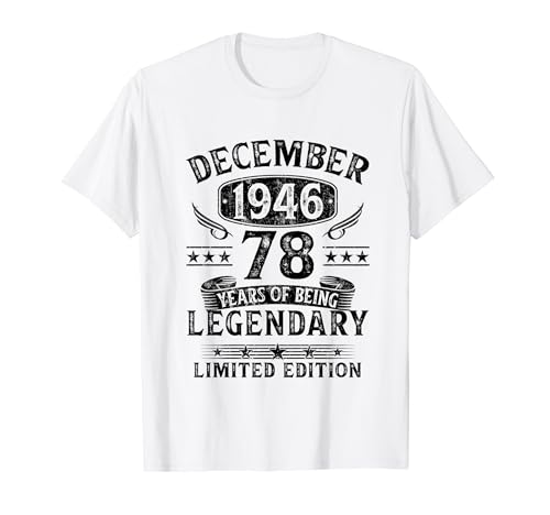 Regalo 78 Años Hombre Mujer Fabricado En Diciembre 1946 Camiseta