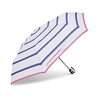 Samsonite Compact Auto Open/Close Umbrella, White/Blue/Pink Stripe, One size, Compact
