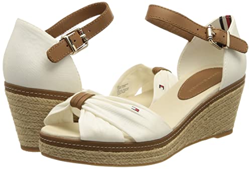 Tommy Hilfiger Espadrillas Wedge Donna Iconic Elba Sandal Tacco a Zeppa, Bianco (Ecru), 38 EU