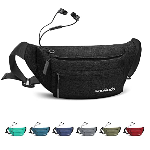 Woomada Crossbody Belt Bag, Fanny Pack For Women, Waist Pack With Adjustable Strap & Headphone Jack, Pocket Waist Bag For Running Workout Sports Travelling Cycling Hiking Jogging, Easy Carry Any Phone #TOP20