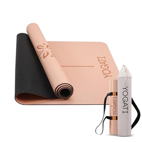 YOGATI® Esterilla Yoga Antideslizante de Caucho Natural | Esterilla Fitness para mujeres y hombres | Yoga Mat ideal para Pilates, ejercicios y deportes de suelo | Colchoneta Yoga con bolsa y correa