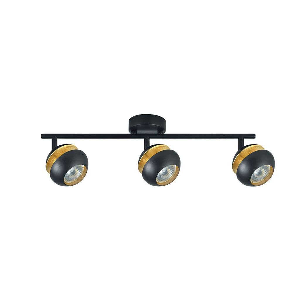 Réglette LED PRENDELUZ chic noir et or, plafonnier haut de gamme 48.5 cm
