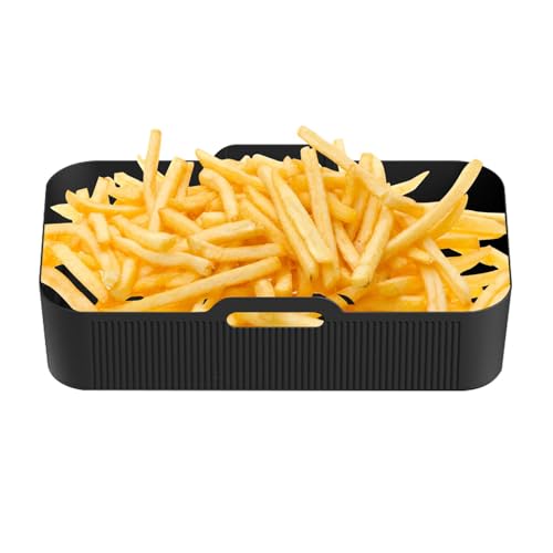 エアフライヤーシリコンライナー - エアフライヤー用スクエアマットポットライナー - 長方形の再利用可能なベーキングトレイ オーブンベーキング、ロースト用