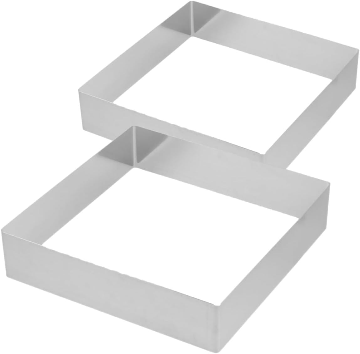 Ipetboom 2pcs 12-inch Stainless Steel Square Mousse Cake Rings for Household Baking, Fruit Cake Mold and Brownie Dessert Baking Tool for Family Gatherings and Festive Occasions