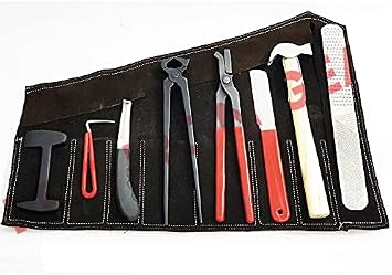 Professional Horse Tool Kit Farrier Tool Kit,8 Pieces Instruments Kit with Leather Wallet