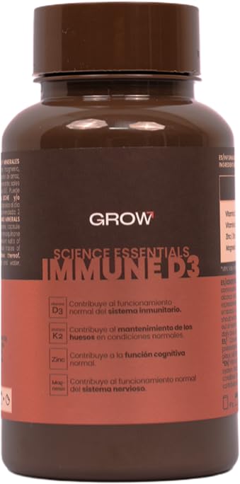 Grow Wellness - Immune D3| Vitamina D3 y K2 | Envase de 60 cápsulas