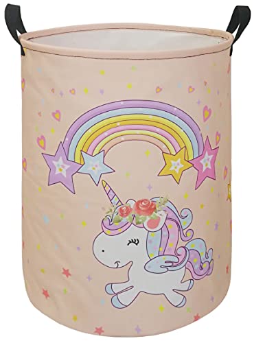 HUAYEE Round Laundry Hamper Storage Basket Fabric Material Storage Hamper Organization Basket, Storage Bin, Gift Box with Handles for Room