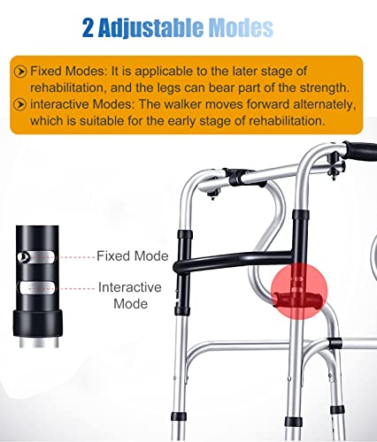 Folding Portable Standard Walker with Seat, No Wheels Compact Lightweight Medical Walking Aid for Hospital/Home, Adult Elderly Disabled Feito na China - Image 3