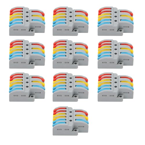 Image of ROBOWAY 10Pcs LT-633 Lever Wire Connector, 3 In 6 Out Quick Wiring Cable Terminal Block for 24-12 AWG Wires, Compact Splicing Connector with Durable Design, Easy Reusable Wiring Terminal (Pack of 10)