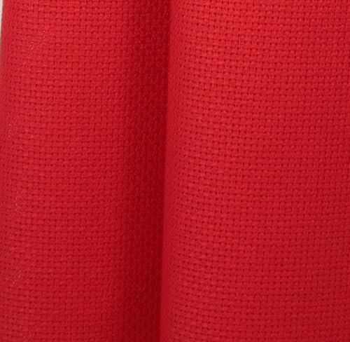 Image of KCS 16 Count Cotton Cross Stitch Aida Cloth Needlework Fabric (Red,19 inch x 28 inch)