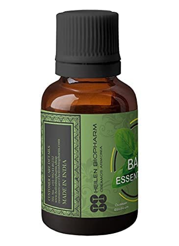 Image of Heilen Biopharm Food Grade Edible Tulsi (Holy Basil) Essential Oil - 15 mL Bottle Pack of 1,For Hair, Skin, Body Massage & Aromatherapy