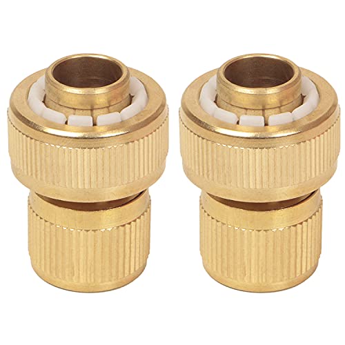HOKIPO Heavy Duty 3/4" Brass Garden Hose Quick Connector for Kitchen Gardening Car Washing Cleaning - Set of 2 (AR-3864 * 2)