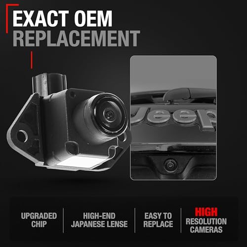 Image of Rear View Backup Camera - Compatible with 2014-2015 Jeep Grand Cherokee - Reverse Park Assist Camera Replacement - OEM 68375333AA, 68137943AD, 68137943AE, 68137943AF, 68137943AG, 68137943AH, 590-071