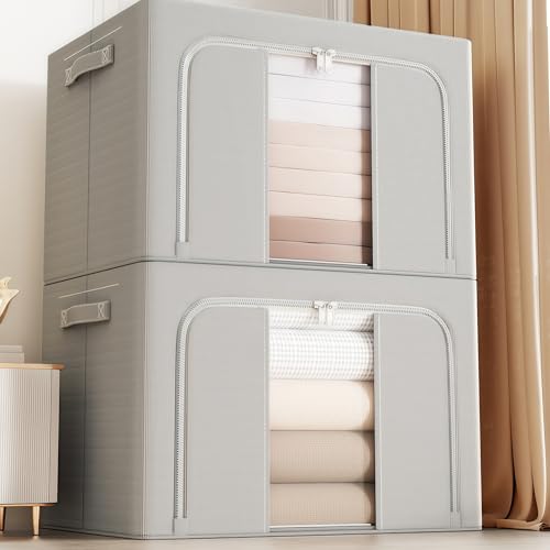 Foldable 100L Large Storage Boxes (2-Pack Set) ï¼ŒSteel F