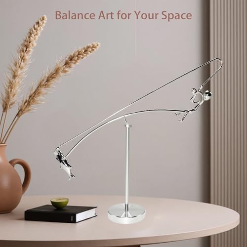 Escultura balanceante de pescador en metal cinético miniatura 2