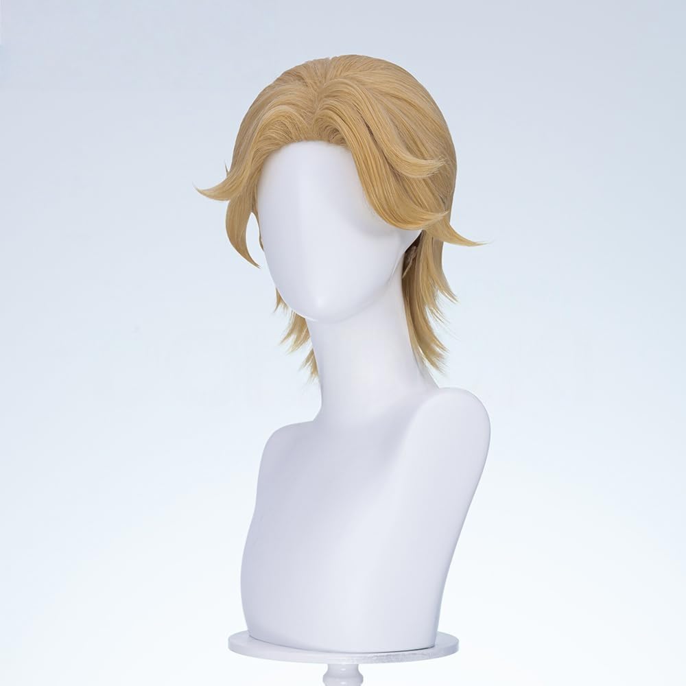 Game Cosplay Wig Short Straight Wig Linen Yellow Hair Heat Resistant Wigs Party Wigs
