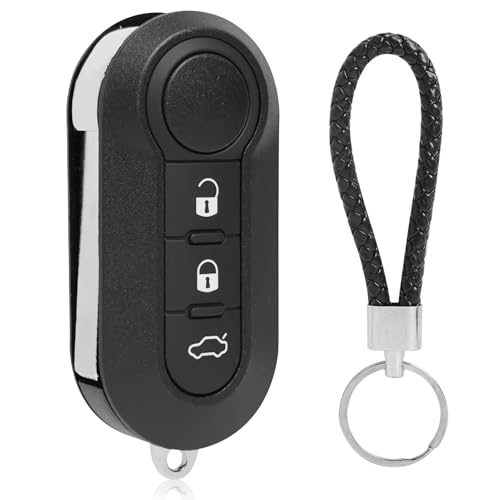 Carcasa de Llave de Coche Compatible con Fiat 500 Doblo Ducato Panda Punto, Carcasa de Llave de Repuesto, 3 Botones, Caja Llave de Coche con Llavero piloto, Caja Plegable para Llave