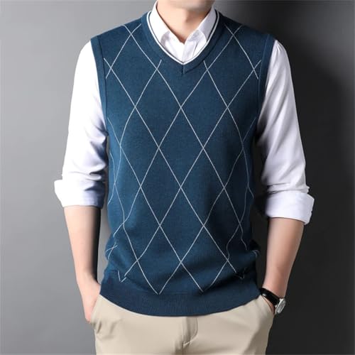 Men’S Designer College Style V-Neck Sweater Vest Diamond Check Preppy Knitted Sleeveless Pullover Tank Top3