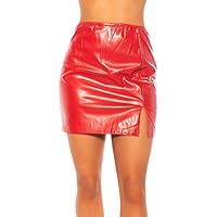 Koucla Falda con aspecto de piel sintética. rojo M