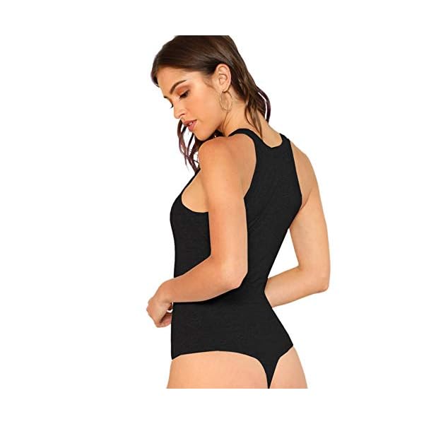 Milumia-Women-Skinny-Halter-Bodysuit-Mid-Waist-Solid-Fitted-Tank-Shapewear-Romper-Top Milumia Women Skinny Halter Bodysuit Mid Waist Solid Fitted Tank Shapewear Romper Top Black X-Large