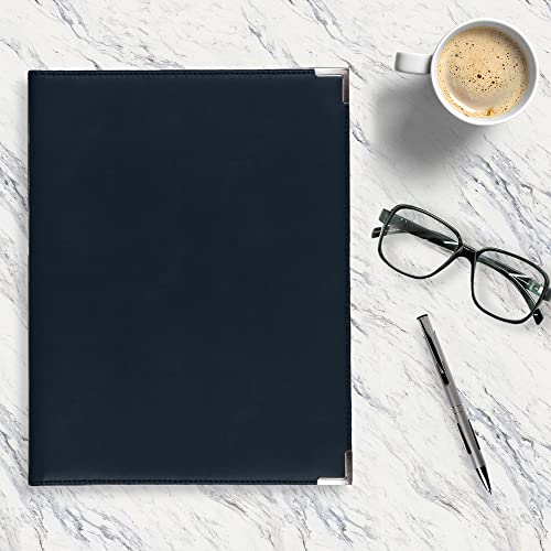 Samsill Classic Collection Business Padfolio, Executive Portfolio, Faux Leather, Silver Corners, Resume Document Organizer, 8.5 X 11 Writing Pad, Navy #TOP5