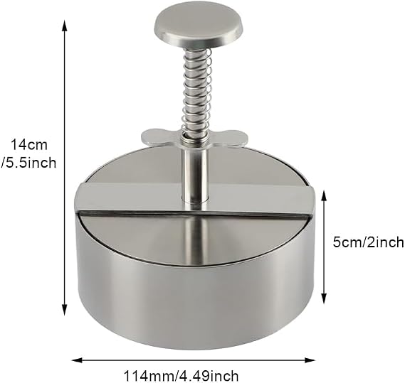 MallArt® Stainless Steel Hamburger Press | Meatball Mold | String Round Design | Meat Shaper for Home and Professional Kitchens