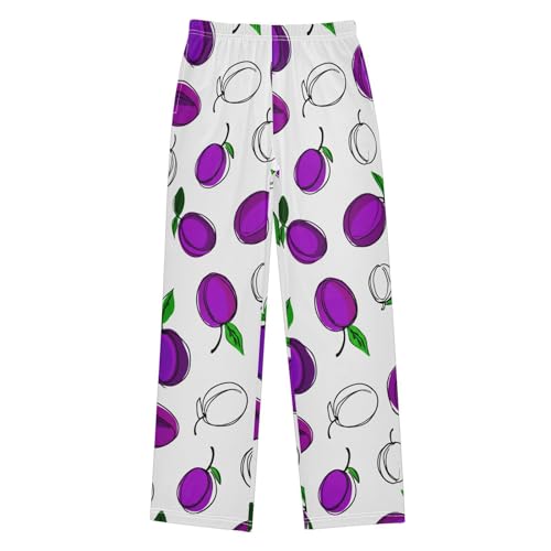 J JOYSAY Plum Fruit Sketch White Pajamas Pants Soft Long Pajama Bottoms Lounge Sleep Pants Size S-XL