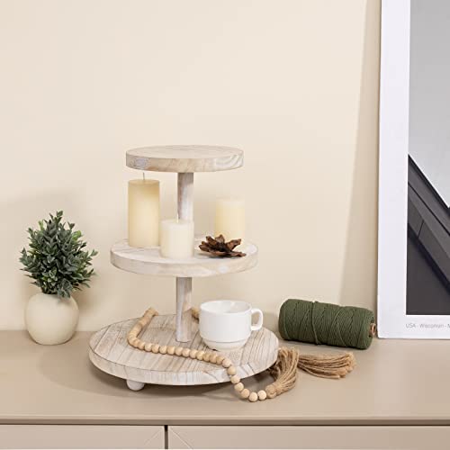 Vivirbien WHITE-3 Tier Cupcake Stand Round,Wood Cake Stand thumb #6