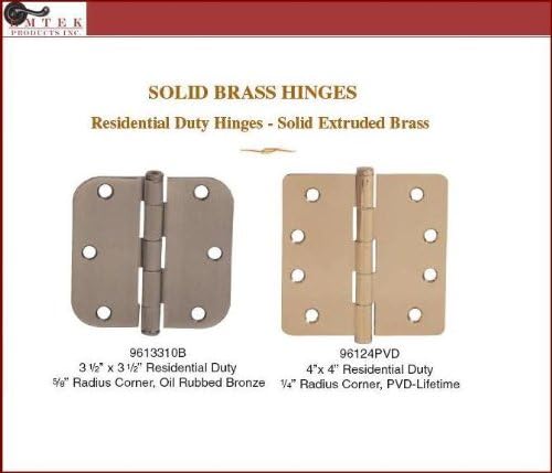 Emtek 96113US4 Emtek 96113 3.5" x 3.5" Solid Brass Square Corner Plain Bearing Mortise Hinge - Pair