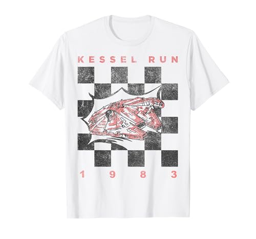 T-shirt Star Wars Falcon Checked Kessel Run vêtement geek imprimé pour homme et fan