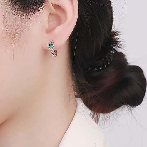 Pendientes de aro con circón verde en plata de ley 925 5