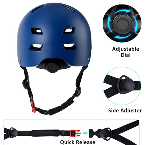 Image of Skateboard Bike Helmet,3 Sizes for Adults Youth Teen Kids Toddler | Adjustable for Men Women Boys Girls,Safety Certified Multi-Sport for Scooter Skate Bicycle Skating Rollerblading