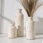 SIDUCAL Vase de ferme rustique en céramique 3, Vase en terre cuite blanchie, Vases décoratives en argile pour décoration maison, Salon, Étagère, Décoration de mantel (blanc rustique)