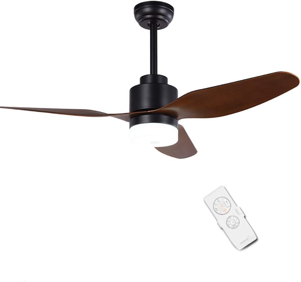 Black Ceiling Fan With Light and Remote, 47" Ceiling Fans 3 Light Ceiling Fan 3 Kinds of Speed LED Lights Contemporary Ceiling Light