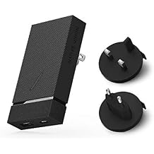 Native Union Smart Charger PD 20W Power Delivery Enabled Fast-Charging 2-Port USB-A & USB-C Wall Charger Pocket-Sized Design Includes Travel Adapters Slate