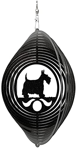 SWEN Products Scottish Terrier Circle Swirly Metal Wind Spinner
