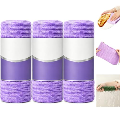 Multipurpose Reusable Tear-Off Cleaning Cloth Roll Kitchen Countertop (3,Purple)